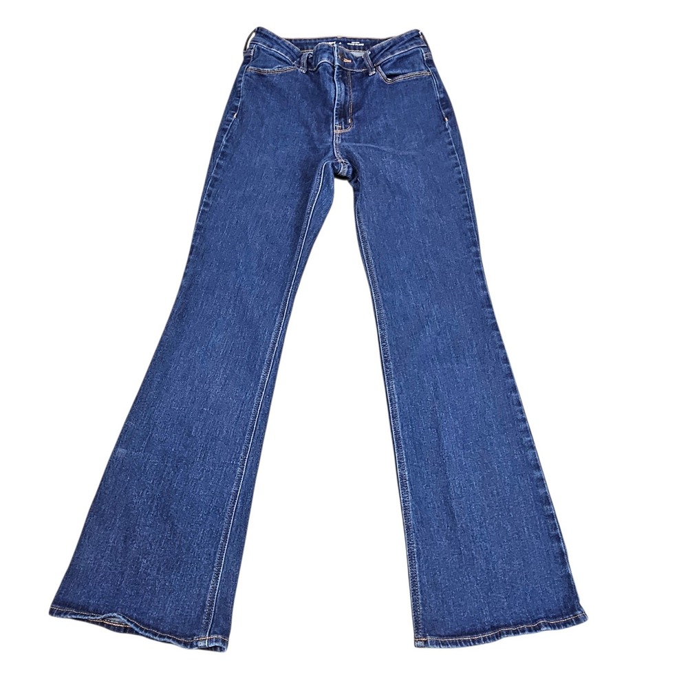 Old Navy Wow Flare Jeans Womens Sz 4 Dark Wash High Rise Stretch Denim Blue